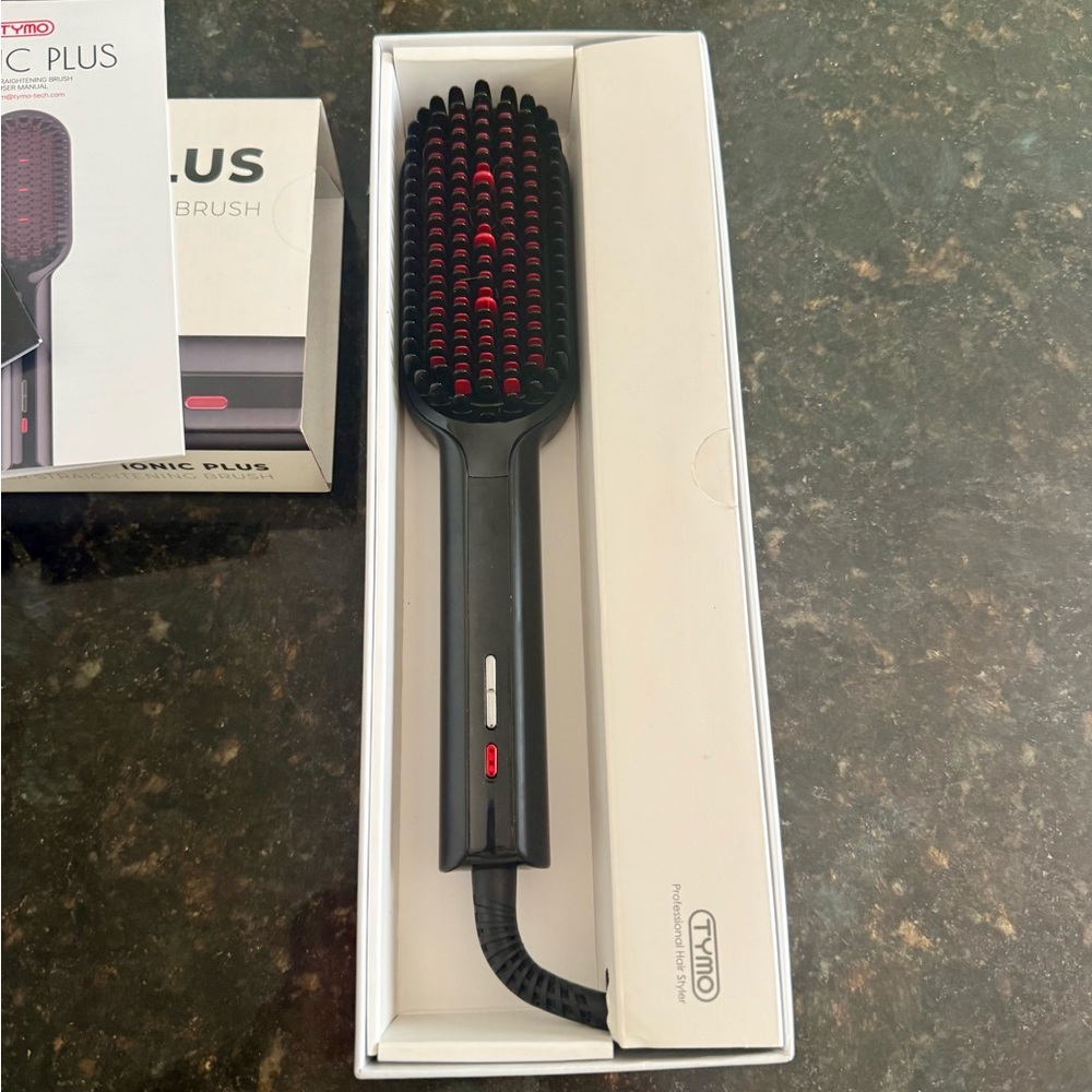 Tymo Ionic Plus Black and Red Heated Straightening Brush - Tymo